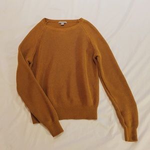 COS Textured Knit Mustard Yellow Crew Neck Sweater